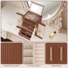imageDajasan Large Jewelry Organizer Box Jewelry Boxes for Women Girls 6Tier Jewelry Storage Organizer with Mirror for Necklace Ring Bracelet Watch Gift Idea BeigeBrown