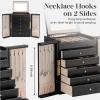imageDajasan Large Jewelry Organizer Box Jewelry Boxes for Women Girls 6Tier Jewelry Storage Organizer with Mirror for Necklace Ring Bracelet Watch Gift Idea BeigeBlack