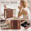 imageDajasan Large Jewelry Organizer Box Jewelry Boxes for Women Girls 6Tier Jewelry Storage Organizer with Mirror for Necklace Ring Bracelet Watch Gift Idea BeigeBrown