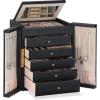imageDajasan Large Jewelry Organizer Box Jewelry Boxes for Women Girls 6Tier Jewelry Storage Organizer with Mirror for Necklace Ring Bracelet Watch Gift Idea BeigeBlack