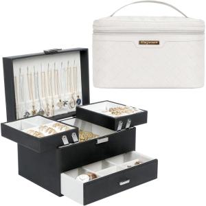 imageDajasan 3Layer Large Jewelry Box  Large Capacity Makeup Bag