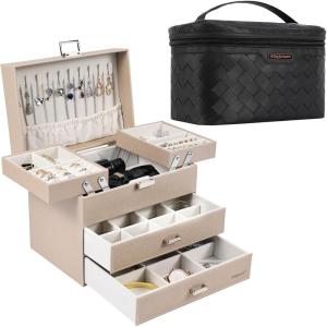 imageDajasan Large Makeup Bag  PU Leather Jewelry Boxes