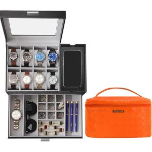 imageDajasan Watch Box with 8 Slot for Men  Large Capacity Makeup Bag