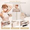 imageDajasan Large Jewelry Box for Women Jewelry Organizer Box with 3 Drawers Jewelry Storage Organizer with Mirror for Necklace Ring Bracelet Watch Gift Idea BeigeBeige
