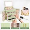 imageDajasan Large Jewelry Box for Women Jewelry Organizer Box with 3 Drawers Jewelry Storage Organizer with Mirror for Necklace Ring Bracelet Watch Gift Idea BeigeAvocado Green