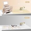 imageDajasan Large Jewelry Box for Women Jewelry Organizer Box with 3 Drawers Jewelry Storage Organizer with Mirror for Necklace Ring Bracelet Watch Gift Idea BeigeBeige