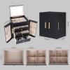 imageDajasan Large Jewelry Box for Women Jewelry Organizer Box with 3 Drawers Jewelry Storage Organizer with Mirror for Necklace Ring Bracelet Watch Gift Idea BeigeBlack