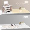 imageDajasan Large Jewelry Box for Women Jewelry Organizer Box with 3 Drawers Jewelry Storage Organizer with Mirror for Necklace Ring Bracelet Watch Gift Idea BeigeWhite