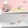 imageDajasan Large Jewelry Box for Women Jewelry Organizer Box with 3 Drawers Jewelry Storage Organizer with Mirror for Necklace Ring Bracelet Watch Gift Idea BeigePink