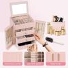 imageDajasan Large Jewelry Box for Women Jewelry Organizer Box with 3 Drawers Jewelry Storage Organizer with Mirror for Necklace Ring Bracelet Watch Gift Idea BeigePink