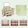 imageDajasan Large Jewelry Box for Women Jewelry Organizer Box with 3 Drawers Jewelry Storage Organizer with Mirror for Necklace Ring Bracelet Watch Gift Idea BeigeAvocado Green
