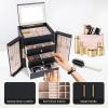 imageDajasan Large Jewelry Box for Women Jewelry Organizer Box with 3 Drawers Jewelry Storage Organizer with Mirror for Necklace Ring Bracelet Watch Gift Idea BeigeBlack