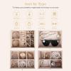 imageDajasan Large Jewelry Box for Women Jewelry Organizer Box with 3 Drawers Jewelry Storage Organizer with Mirror for Necklace Ring Bracelet Watch Gift Idea BeigeBeige
