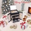 imageDajasan Large Jewelry Box for Women Jewelry Organizer Box with 3 Drawers Jewelry Storage Organizer with Mirror for Necklace Ring Bracelet Watch Gift Idea BeigeBlack