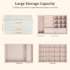 image:imageDajasan Jewelry Boxes for Women Jewelry Organizers and Storage with 2 Drawers Large Jewelry Organizer Box for Necklaces Rings Earrings Bracelets Gift Idea Modern Style BeigeWhite