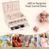 image:imageDajasan Jewelry Boxes for Women Jewelry Organizers and Storage with 2 Drawers Large Jewelry Organizer Box for Necklaces Rings Earrings Bracelets Gift Idea Modern Style BeigeWhite
