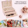 image:imageDajasan Jewelry Boxes for Women Jewelry Organizers and Storage with 2 Drawers Large Jewelry Organizer Box for Necklaces Rings Earrings Bracelets Gift Idea Modern Style BeigePink
