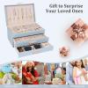 image:imageDajasan Jewelry Boxes for Women Jewelry Organizers and Storage with 2 Drawers Large Jewelry Organizer Box for Necklaces Rings Earrings Bracelets Gift Idea Modern Style BeigeSmoky Blue
