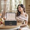 image:imageDajasan Jewelry Boxes for Women Jewelry Organizers and Storage with 2 Drawers Large Jewelry Organizer Box for Necklaces Rings Earrings Bracelets Gift Idea Modern Style BeigeBlack