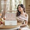image:imageDajasan Jewelry Boxes for Women Jewelry Organizers and Storage with 2 Drawers Large Jewelry Organizer Box for Necklaces Rings Earrings Bracelets Gift Idea Modern Style BeigeWhite