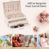 image:imageDajasan Jewelry Boxes for Women Jewelry Organizers and Storage with 2 Drawers Large Jewelry Organizer Box for Necklaces Rings Earrings Bracelets Gift Idea Modern Style BeigeBeige