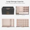 image:imageDajasan Jewelry Boxes for Women Jewelry Organizers and Storage with 2 Drawers Large Jewelry Organizer Box for Necklaces Rings Earrings Bracelets Gift Idea Modern Style BeigeBlack