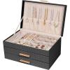 image:imageDajasan Jewelry Boxes for Women Jewelry Organizers and Storage with 2 Drawers Large Jewelry Organizer Box for Necklaces Rings Earrings Bracelets Gift Idea Modern Style BeigeBlack