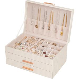 image:imageDajasan Jewelry Boxes for Women Jewelry Organizers and Storage with 2 Drawers Large Jewelry Organizer Box for Necklaces Rings Earrings Bracelets Gift Idea Modern Style BeigeBeige